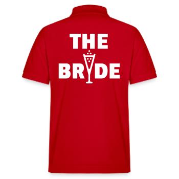The Bride Bubbly (Hen Night Party / White) - Stanley/Stella Unisex Organic Polo Shirt PREPSTER - red - Back - Andy (188cm)