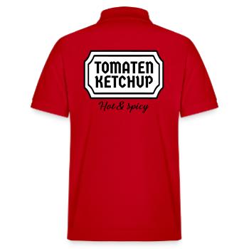 Ketchup Kostüm Tomatenketchup Etikett Karneval - Stanley/Stella Unisex Bio-Poloshirt PREPSTER - Rot - Hinten - Andy (188cm)