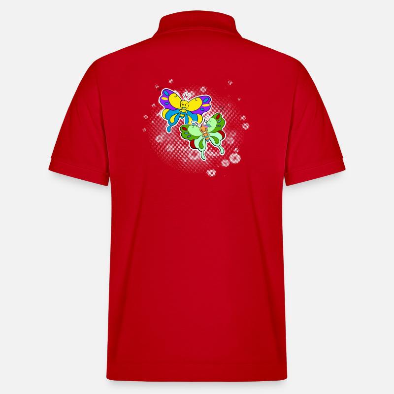 Zwei Schmetterlinge mit Pixelwolke - Stanley/Stella Unisex Bio-Poloshirt PREPSTER - Rot