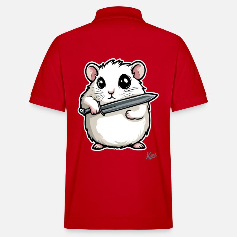 Hamster drôle avec couteau - Polo PREPSTER bio Stanley/Stella Unisexe - rouge