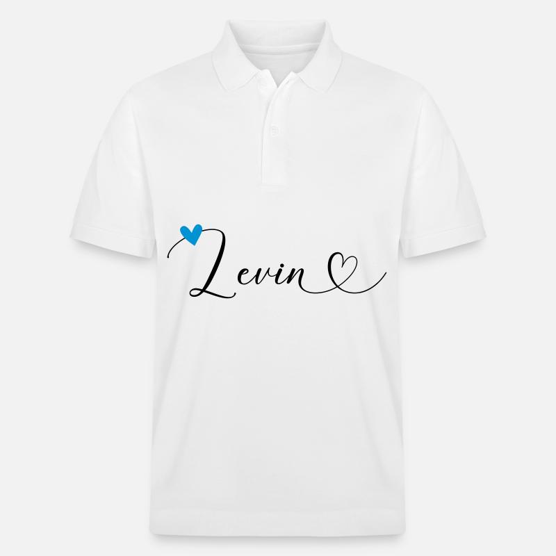Levin Nom Prénom Calligraphie coeur - Polo PREPSTER bio Stanley/Stella Unisexe - blanc