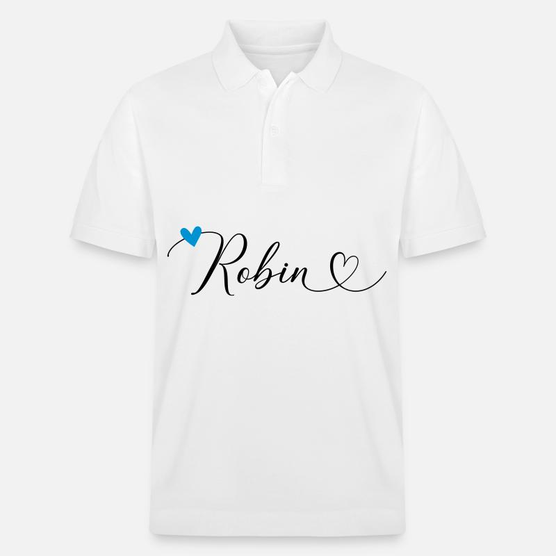 Robin Nom Prénom Calligraphie Coeur - Polo PREPSTER bio Stanley/Stella Unisexe - blanc