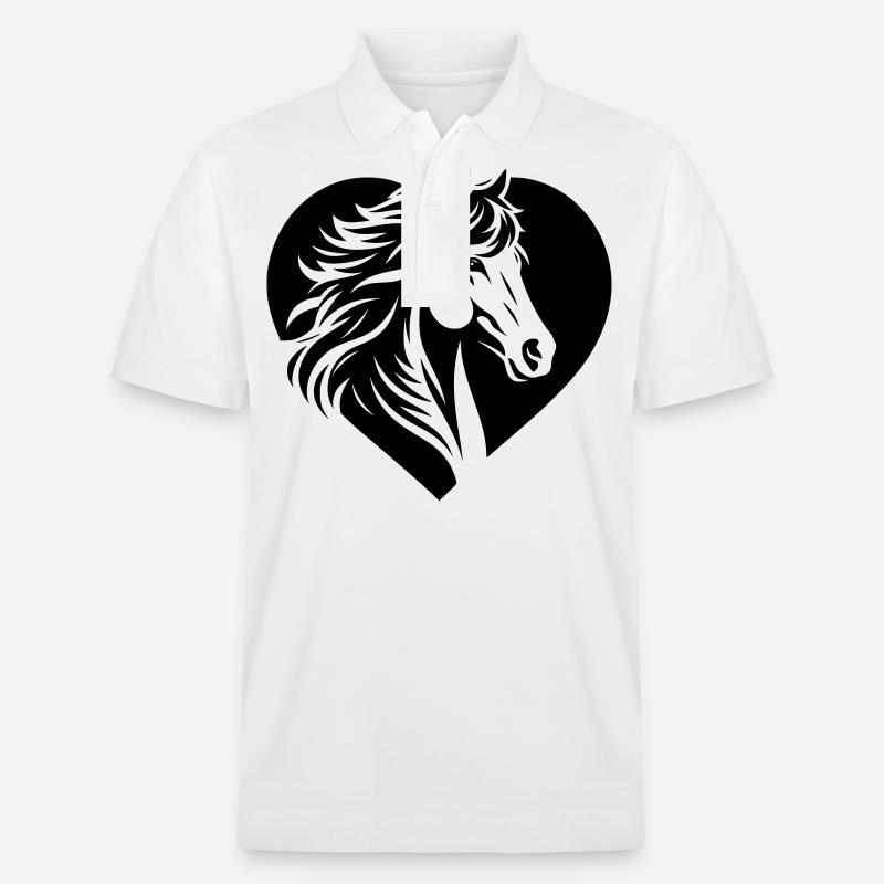 Pferde Kopf Herz - Stanley/Stella Unisex Bio-Poloshirt PREPSTER - Weiß