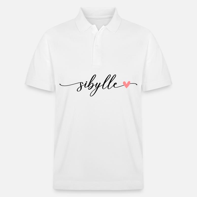 Sibylle nom calligraphie police - Polo PREPSTER bio Stanley/Stella Unisexe - blanc