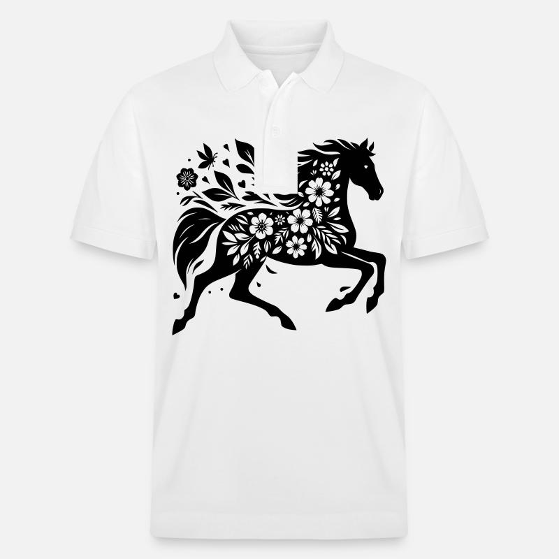 Fleurs De Silhouette De Cheval - Polo PREPSTER bio Stanley/Stella Unisexe - blanc