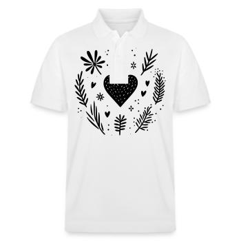 Herz mit Zweigen - Stanley/Stella Unisex Bio-Poloshirt PREPSTER - Weiß - Vorne - Roxy (174cm) & Andy (188cm)