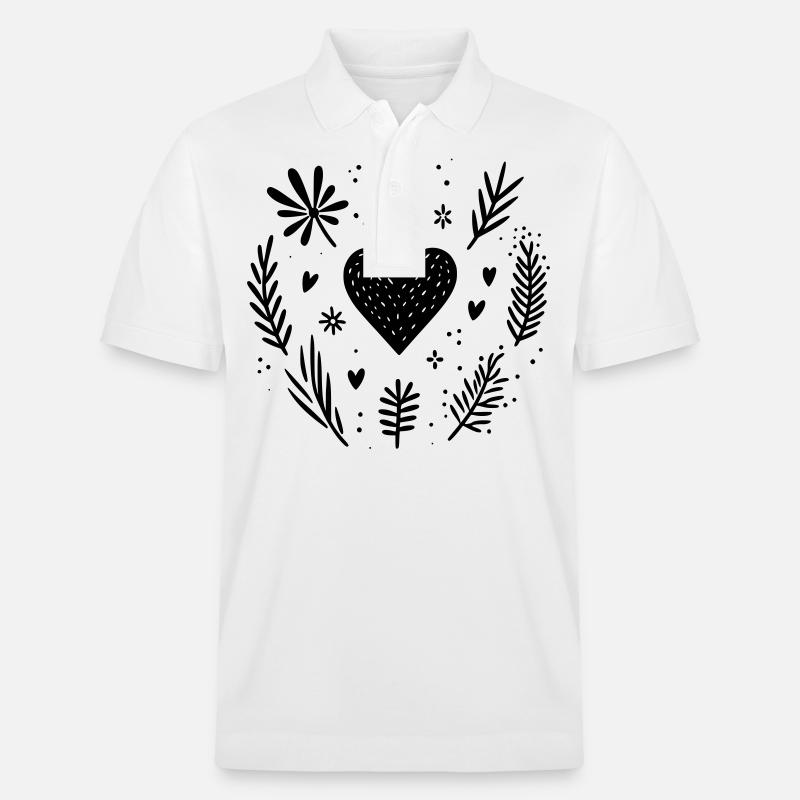 Herz mit Zweigen - Stanley/Stella Unisex Bio-Poloshirt PREPSTER - Weiß