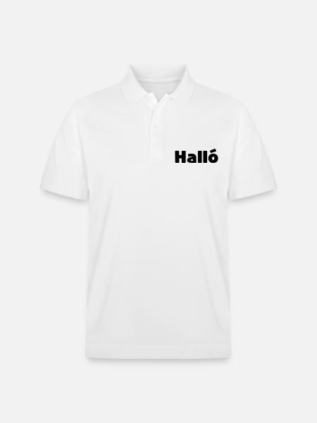 Icelandic Halló { Hello ) Íslenska Language - Stanley/Stella Unisex Organic Polo Shirt PREPSTER - white