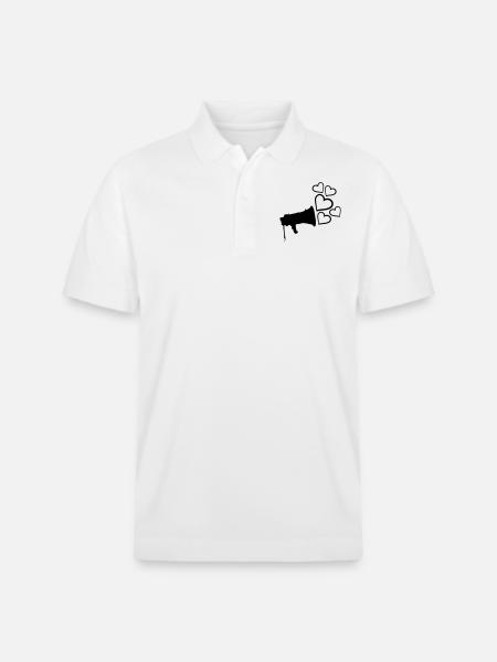 Hearts Love Megaphone Design - Stanley/Stella Unisex Organic Polo Shirt PREPSTER - white