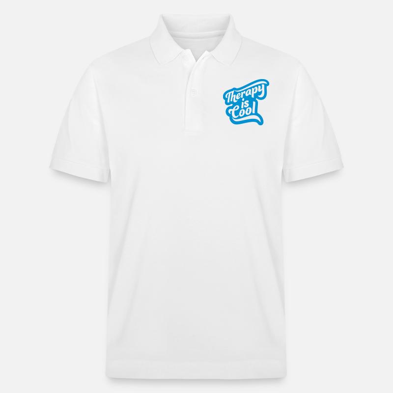 therapy is cool Zitat - Stanley/Stella Unisex Bio-Poloshirt PREPSTER - Weiß