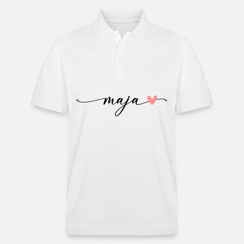 Police de calligraphie Maja Name - Polo PREPSTER bio Stanley/Stella Unisexe - blanc