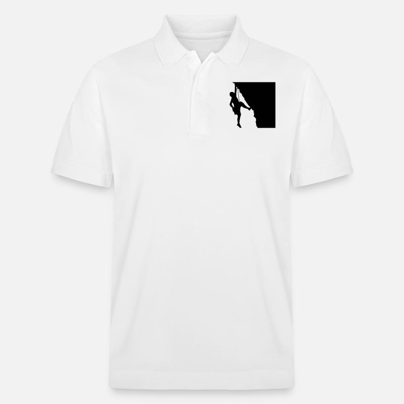 Felsen Klettern Bergsteiger Silhouette - Stanley/Stella Unisex Bio-Poloshirt PREPSTER - Weiß