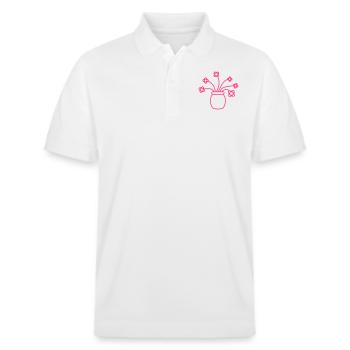Viele Lila Blumen in Vase Dekorativ Muster Design - Stanley/Stella Unisex Bio-Poloshirt PREPSTER - Weiß - Vorne - Roxy (174cm) & Andy (188cm)