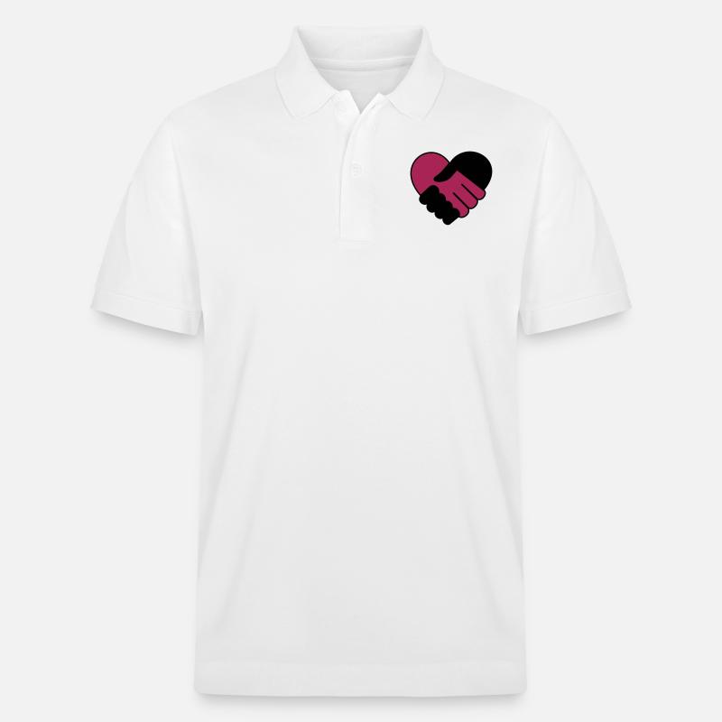 Coeur tenant mains noir violet - Polo PREPSTER bio Stanley/Stella Unisexe - blanc