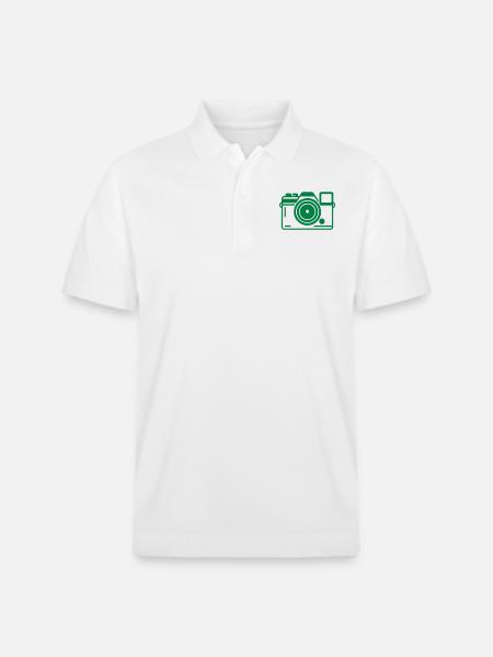 Camera Logo - Stanley/Stella Unisex Organic Polo Shirt PREPSTER - white