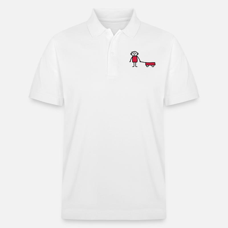 Junge mit Bollerwagen - V2 - Stanley/Stella Unisex Bio-Poloshirt PREPSTER - Weiß