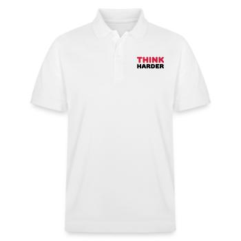 Think harder - Stanley/Stella Unisex Bio-Poloshirt PREPSTER - Weiß - Vorne - Roxy (174cm) & Andy (188cm)