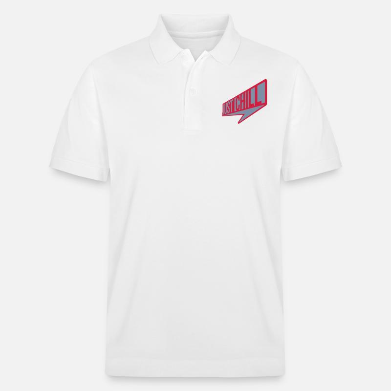Just Chill Text Logo - Polo PREPSTER bio Stanley/Stella Unisexe - blanc