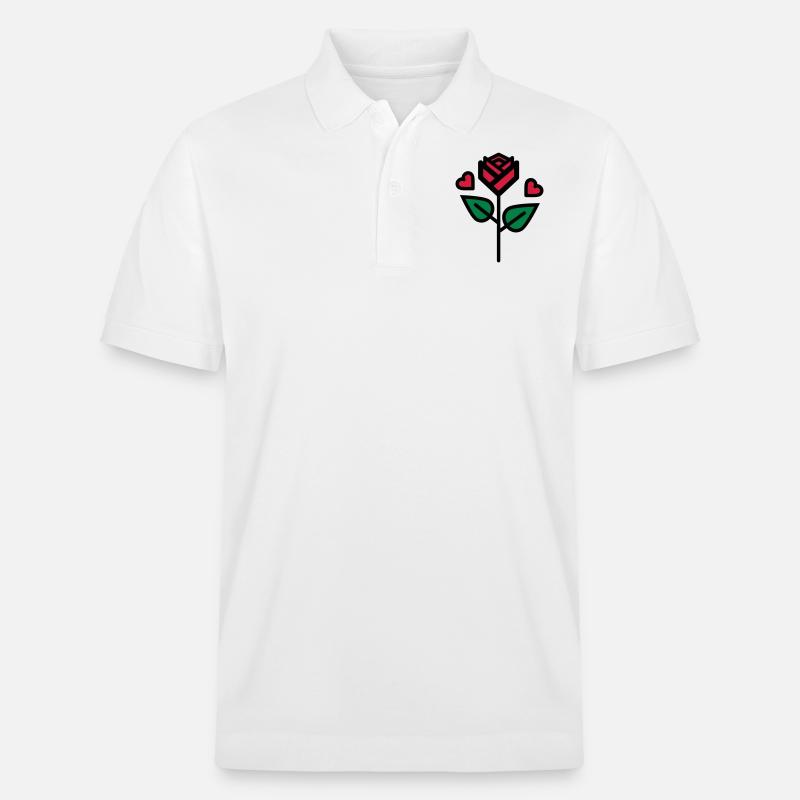 Valentine's Rose avec coeur - Polo PREPSTER bio Stanley/Stella Unisexe - blanc