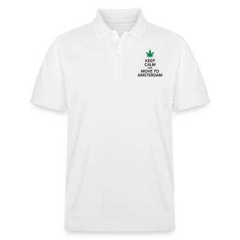 keep calm move to Amsterdam Holland Cannabis Weed - Stanley/Stella Unisex Bio-Poloshirt PREPSTER - Weiß - Vorne - Roxy (174cm) & Andy (188cm)