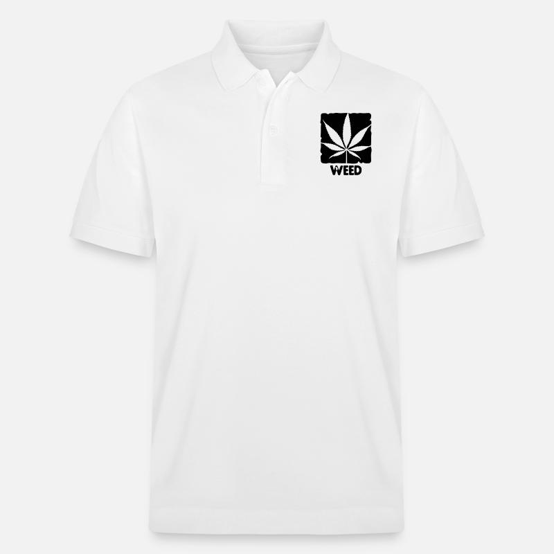weed with boxed leaf - Polo PREPSTER bio Stanley/Stella Unisexe - blanc