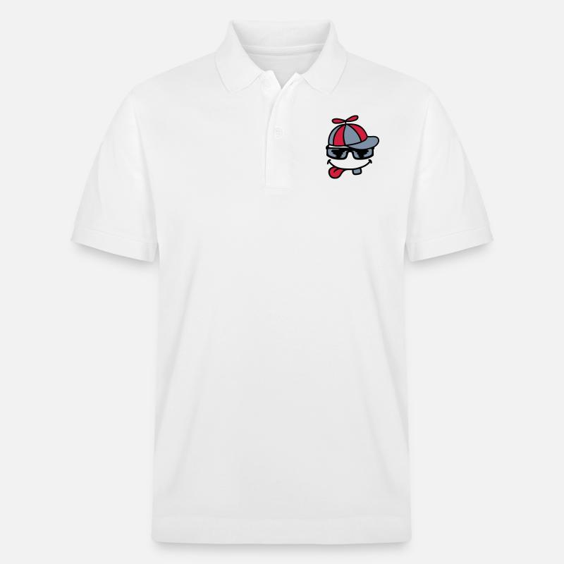 Comic Gesicht Propellermütze Windrad - Stanley/Stella Unisex Bio-Poloshirt PREPSTER - Weiß