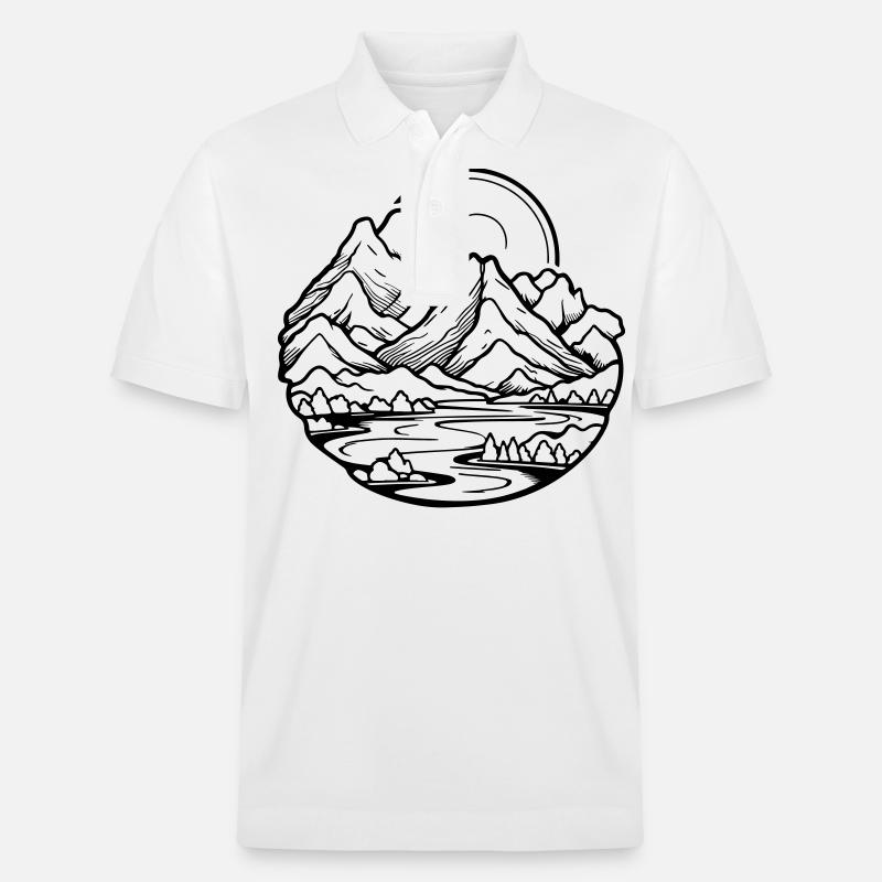 Berge Landschaft - Stanley/Stella Unisex Bio-Poloshirt PREPSTER - Weiß