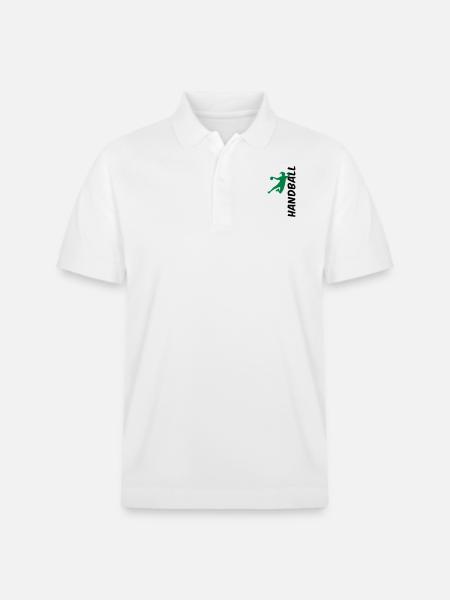 Handball - seitlich - Stanley/Stella Unisex Bio-Poloshirt PREPSTER - Weiß