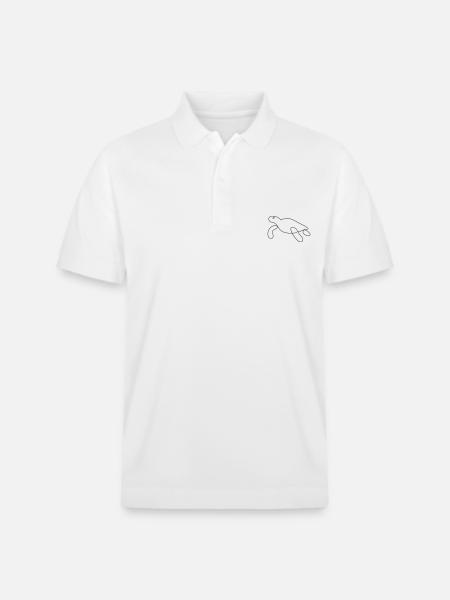 Turtle One-Line Style - Stanley/Stella Unisex Organic Polo Shirt PREPSTER - white