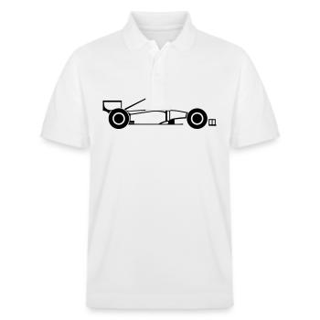 Rennwagen - Stanley/Stella Unisex Bio-Poloshirt PREPSTER - Weiß - Vorne - Roxy (174cm) & Andy (188cm)