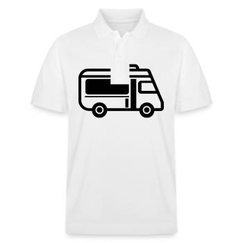 Wohnmobil - Stanley/Stella Unisex Bio-Poloshirt PREPSTER - Weiß - Vorne - Roxy (174cm) & Andy (188cm)
