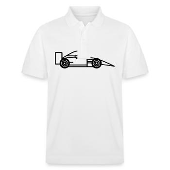 Rennwagen - Stanley/Stella Unisex Bio-Poloshirt PREPSTER - Weiß - Vorne - Roxy (174cm) & Andy (188cm)