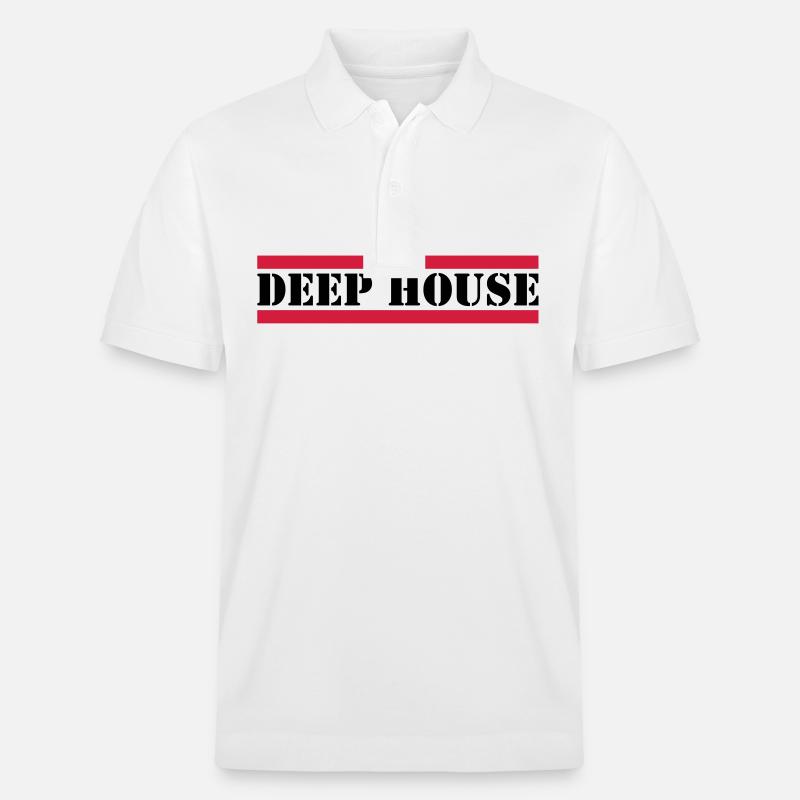 Deep House mit roten Linien - Stanley/Stella Unisex Bio-Poloshirt PREPSTER - Weiß