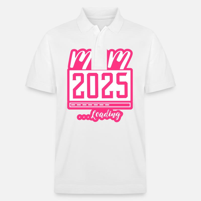 Mama 2025 Loading Mom Schwangerschaft - Stanley/Stella Unisex Bio-Poloshirt PREPSTER - Weiß