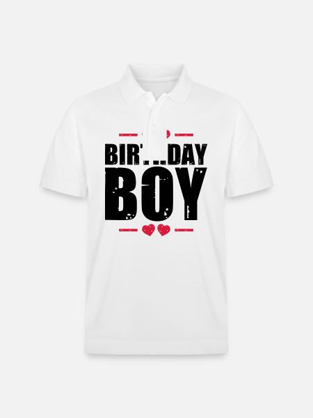 Birthday Boy Saying - Stanley/Stella Unisex Organic Polo Shirt PREPSTER - white