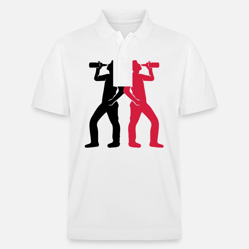 Trinker Bier Silhouette - Stanley/Stella Unisex Bio-Poloshirt PREPSTER - Weiß