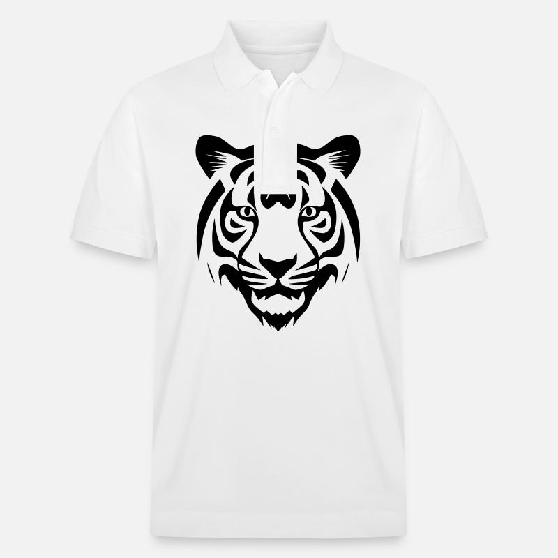 Felin Dschungel-Tigerkopf - Stanley/Stella Unisex Bio-Poloshirt PREPSTER - Weiß