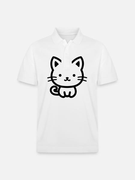 Katze - Stanley/Stella Unisex Bio-Poloshirt PREPSTER - Weiß