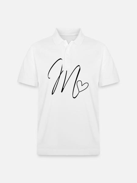 Letter M Letter-M Calligraphy - Stanley/Stella Unisex Organic Polo Shirt PREPSTER - white