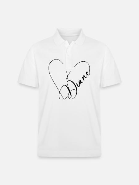 Diane Name Heart Line - Stanley/Stella Unisex Organic Polo Shirt PREPSTER - white