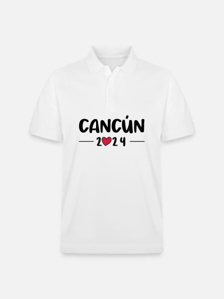 Cancun 2024 Heart Trip - Stanley/Stella Unisex Organic Polo Shirt PREPSTER - white