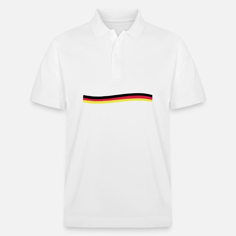 Germany Flag Line - Stanley/Stella Unisex Organic Polo Shirt PREPSTER - white