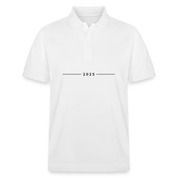 2025 Jahr - Stanley/Stella Unisex Bio-Poloshirt PREPSTER - Weiß - Vorne - Roxy (174cm) & Andy (188cm)