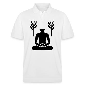 Meditation - Stanley/Stella Unisex Bio-Poloshirt PREPSTER - Weiß - Vorne - Roxy (174cm) & Andy (188cm)