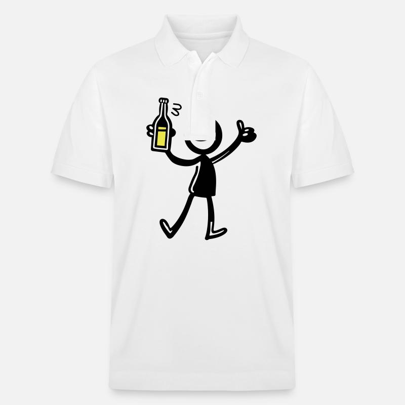 Drinking Comic Illustration Bier - Stanley/Stella Unisex Bio-Poloshirt PREPSTER - Weiß