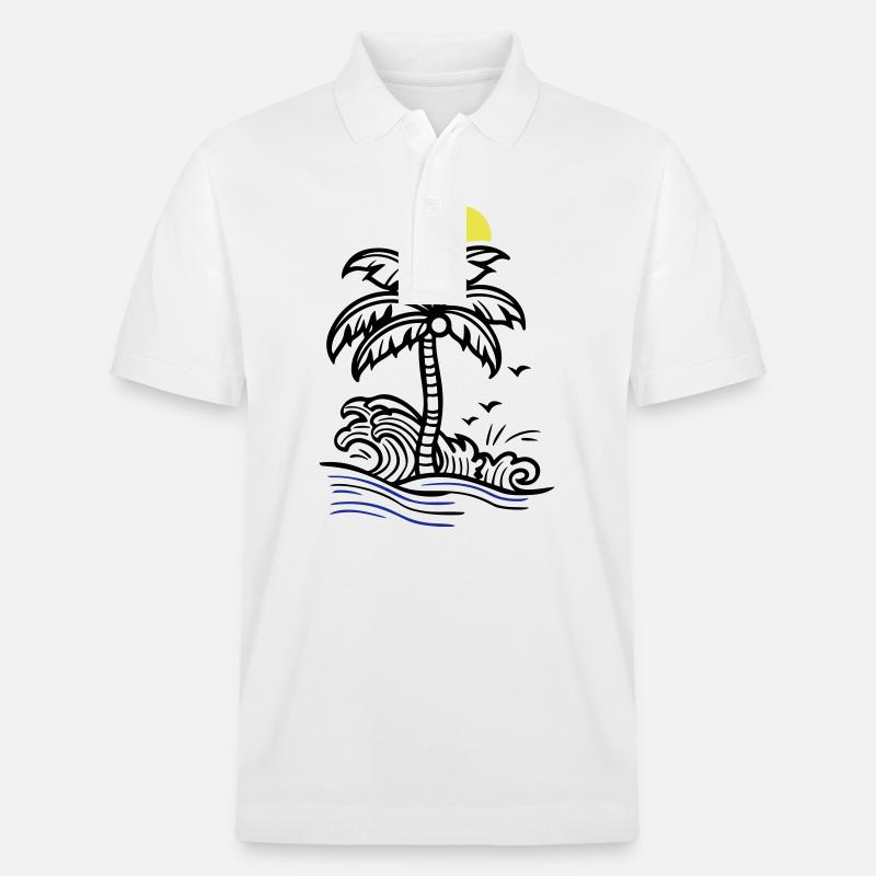 Palm Tree Holidays Plage Été - Polo PREPSTER bio Stanley/Stella Unisexe - blanc