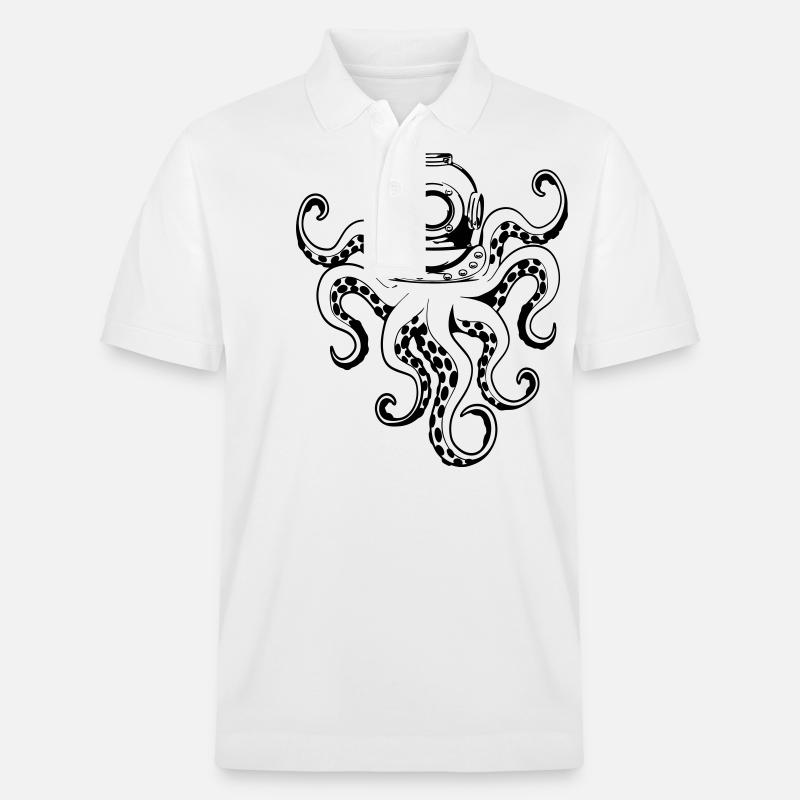 Krake mit Taucherhelm - Stanley/Stella Unisex Bio-Poloshirt PREPSTER - Weiß