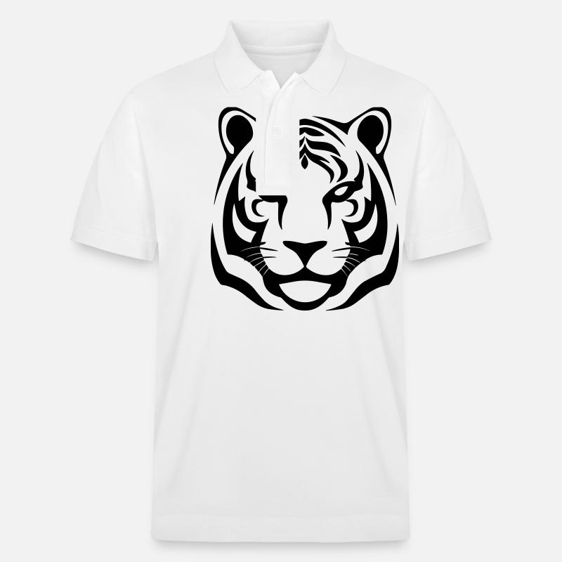 Felin Dschungel-Tigerkopf - Stanley/Stella Unisex Bio-Poloshirt PREPSTER - Weiß