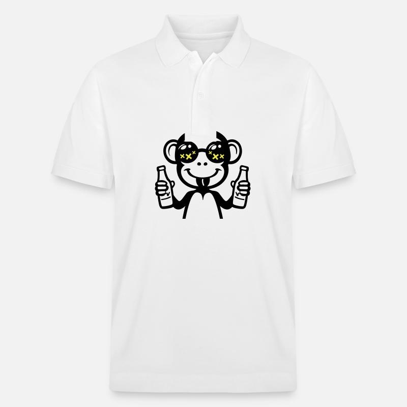 Affe Saufen Lustig Bier - Stanley/Stella Unisex Bio-Poloshirt PREPSTER - Weiß