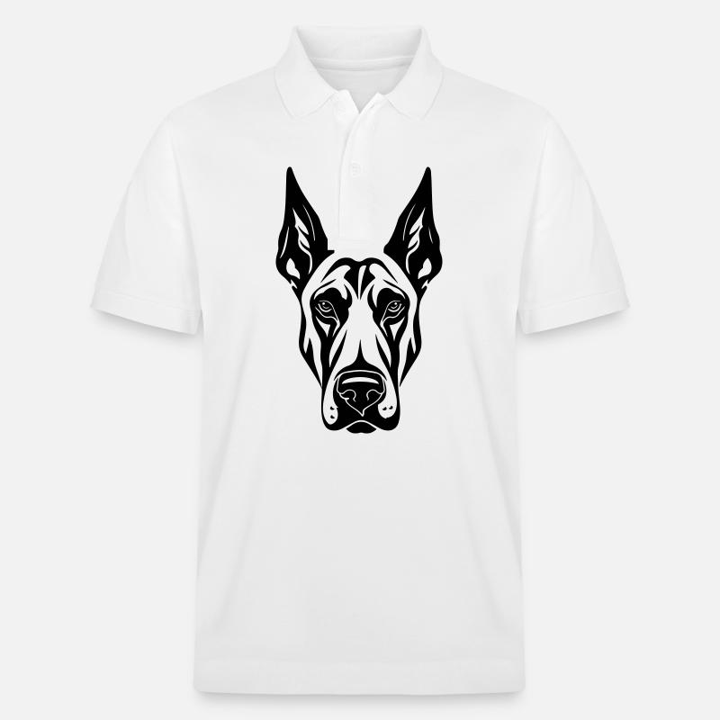 Doberman Hund Kopf - Stanley/Stella Unisex Bio-Poloshirt PREPSTER - Weiß